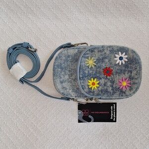 🌼 Crossbody denim girls purse/bag with embroidered flowers by No Boundaries